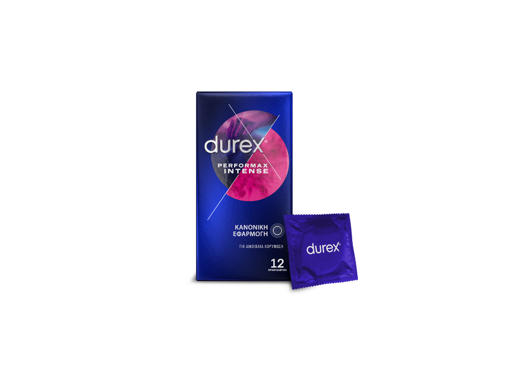 Durex Perfomax Intense Προφυλακτικά Με Κουκκίδες, Ραβδώσεις και Επιβραδυντικό Τζελ, 12τμχ