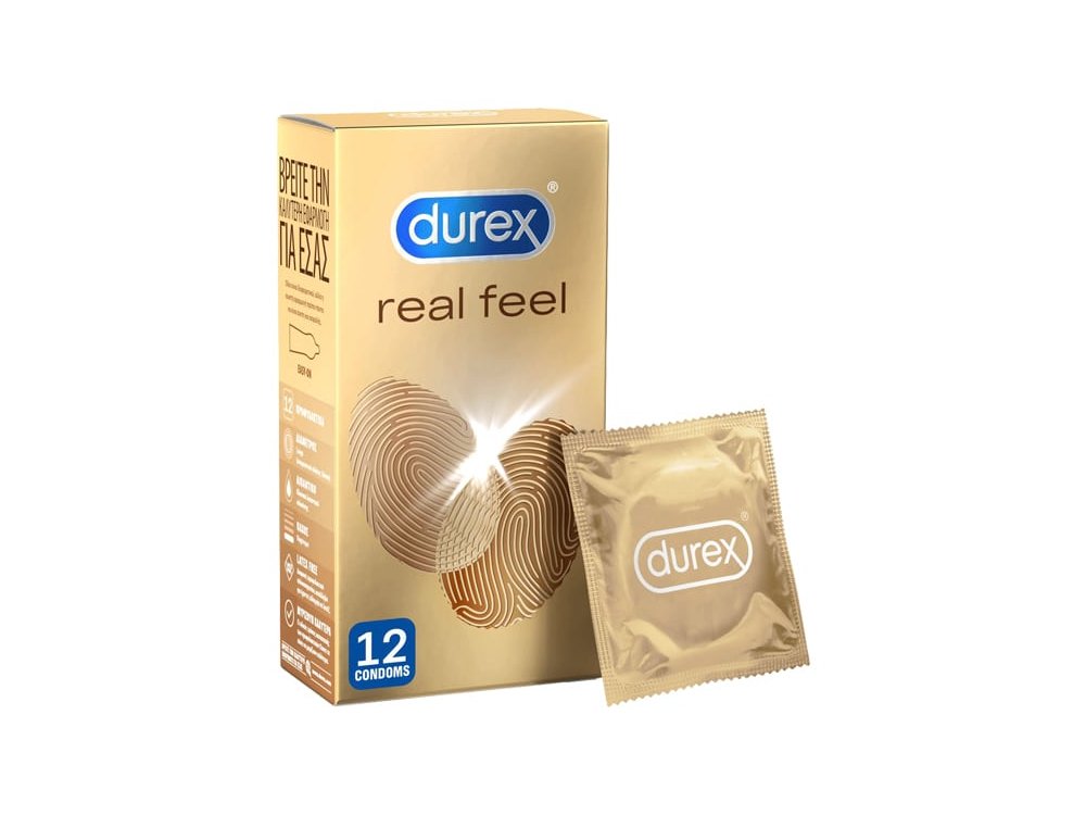 Durex RealFeel, Προφυλακτικά από Προηγμένο Υλικό για πιο Φυσική Αίσθηση Κατά την Επαφή, 12τμχ