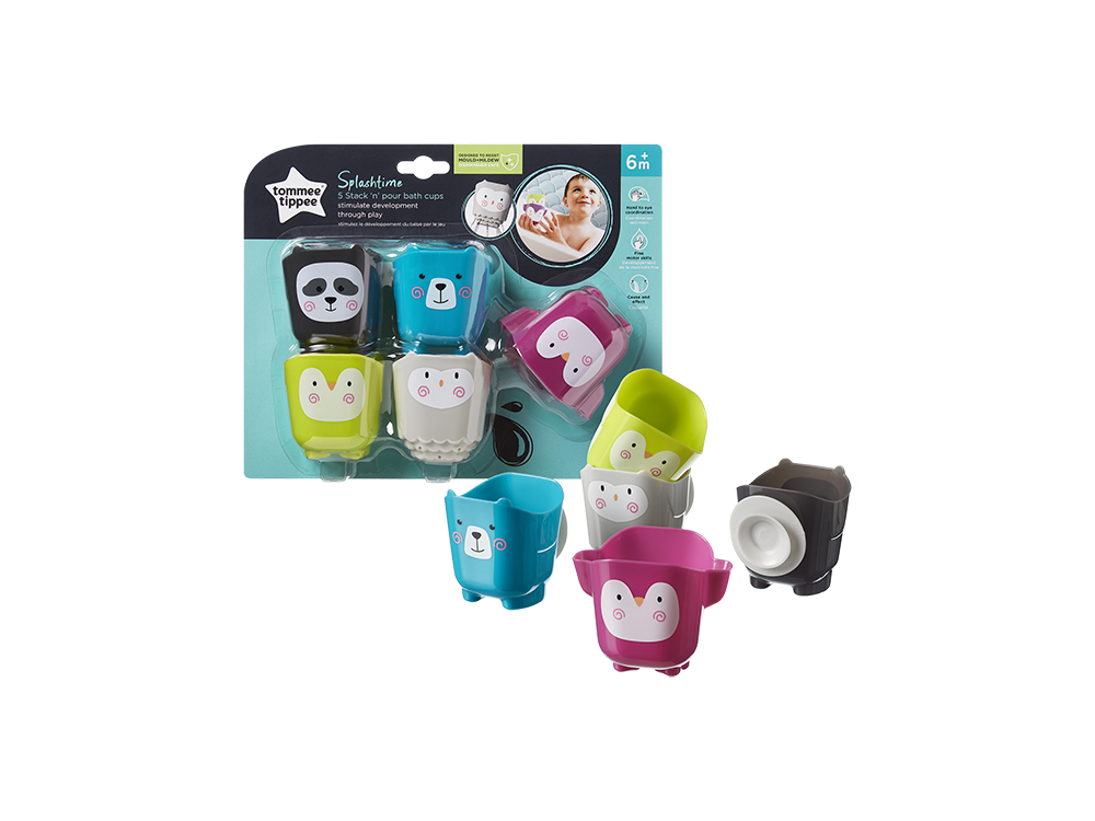 Tommee Tippee Παιχνίδια Μπάνιου "Ποτιστηράκια" Closer To Nature Splash Time Stack Pour Bath Cups για Μωράκια από 6m+ Μηνών