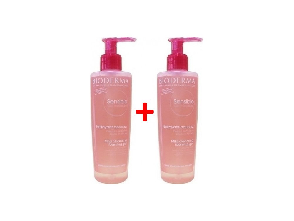 Bioderma Sensibio Gel Moussant 1+1 Δώρο, Απαλό Τζελ Καθαρισμού & Αφαίρεσης Μακιγιάζ για Ευαίσθητο Δέρμα, 2 x 200ml