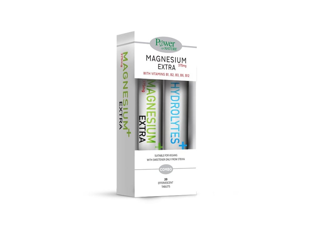 Power of Nature Magnesium Plus Extra 375mg 20eff.tabs & Hydrolytes Plus, 20eff.tabs, 1σετ