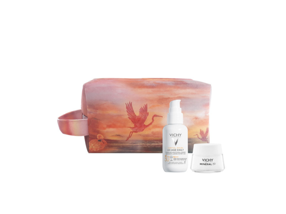 Vichy Promo Set Summer Pouch 24 με Capital Soleil UV-Age Daily SPF50+ Αντηλιακό Προσώπου, 40ml & Δώρο Mineral 89 Κρέμα Βοοster Ενυδάτωσης, 15ml & Συλλεκτικό Τσαντάκι, 1σετ