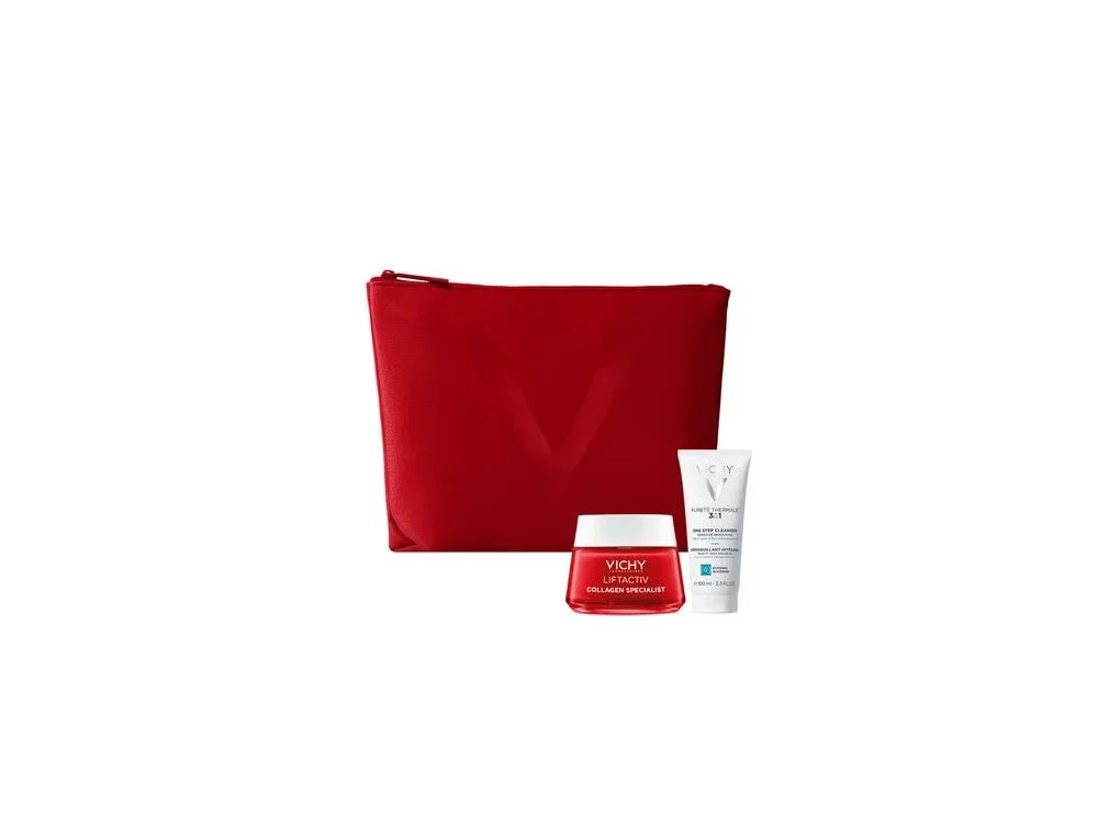 Vichy Xmas Promo 2024  Liftactiv Collagen , Κρέμα ημέρας με πεπτίδια κολλαγόνου για επανόρθωση ρυτίδων - 50ml & ΔΩΡΟ Purete Thermal, Γαλάκτωμα 3σε1 100ml & Νεσεσέρ