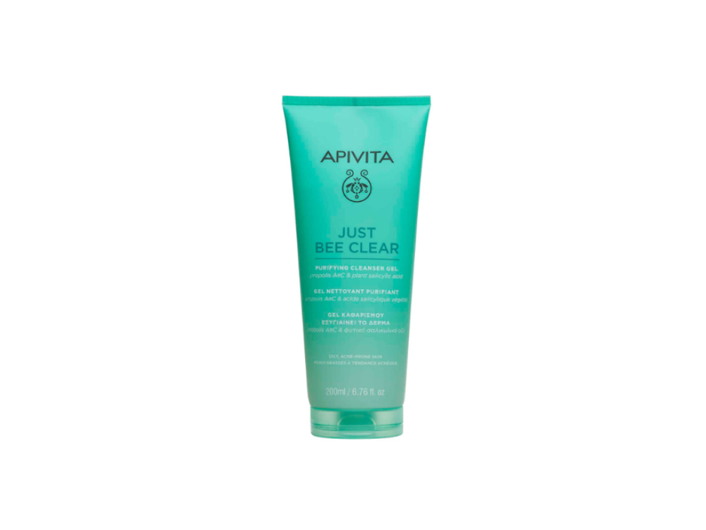 Apivita Just Bee Clear Purifying Cleansing Gel, Καθαριστικό Τζελ Προσώπου για Λιπαρή Επιδερμίδα ή με Τάση Ακμής 200ml