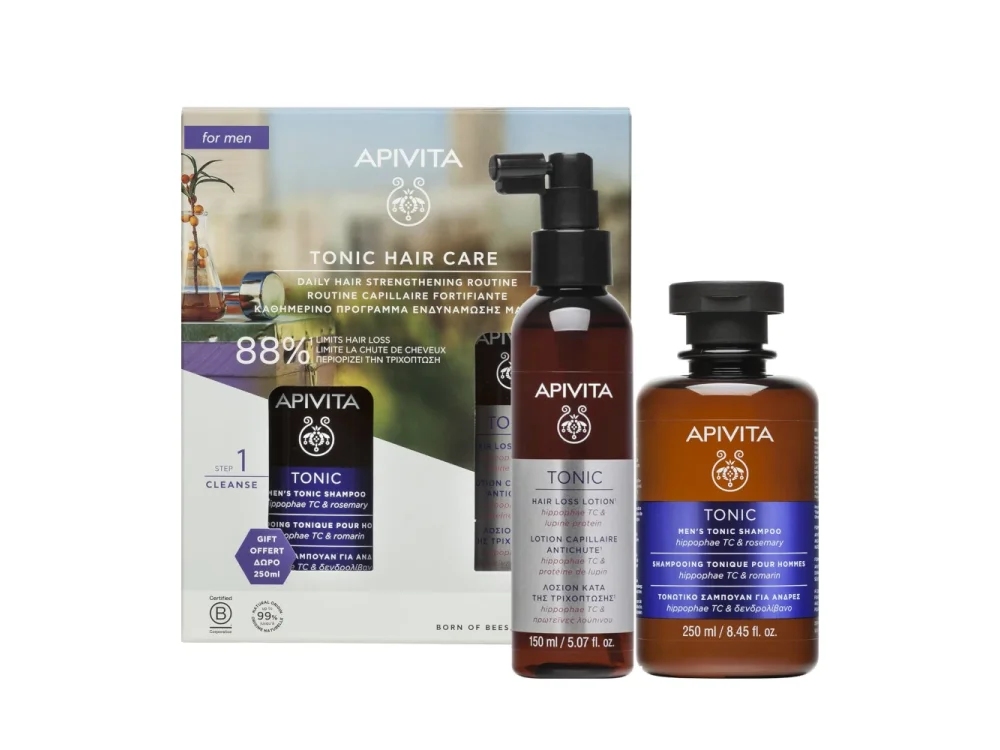 Apivita Πακέτο Προσφοράς Men's Tonic με Hair Loss Lotion Κατά της Τριχόπτωσης, 150ml & Δώρο Τονωτικό Σαμπουάν για Άνδρες, 250ml