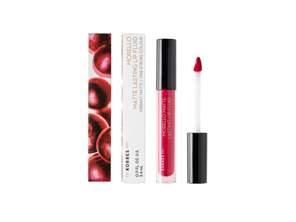 Korres Morello Matte Lasting Lip Fluid 27 Cranberry Sorbet, 3,4 ml