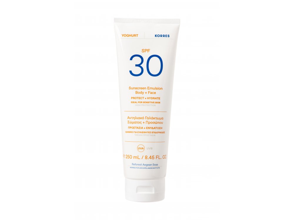 Korres Αντηλιακό Γαλάκτωμα Σώματος & Προσώπου SPF30, 250ml