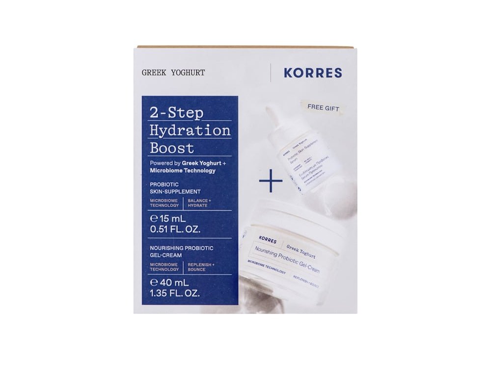 Korres Greek Yoghurt 2-Step Hydration Boost Promo Nourishing Probiotic Gel-Cream Ενυδατική Κρέμα-Gel με Προβιοτικά, 40ml & Δώρο Probiotic Skin-Supplement Serum Ενυδατικός Ορός με Προβιοτικά, 15ml, 1σετ