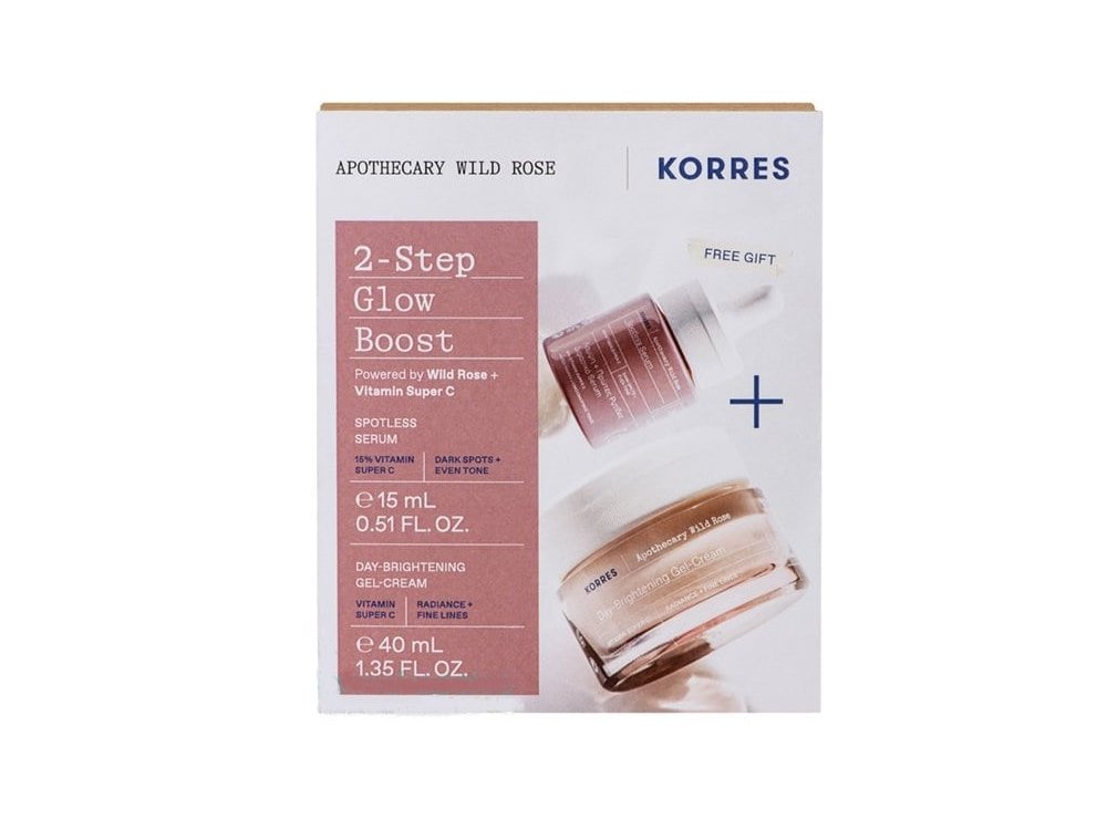 Korres Apothecary Wild Rose 2-Step Glow Boost Promo με Day-Brightening Gel-Cream Κρέμα Προσώπου Ημέρας, 40ml & Δώρο Spotless Serum Διφασικός Ορός Προσώπου για Λάμψη, 15ml, 1σετ