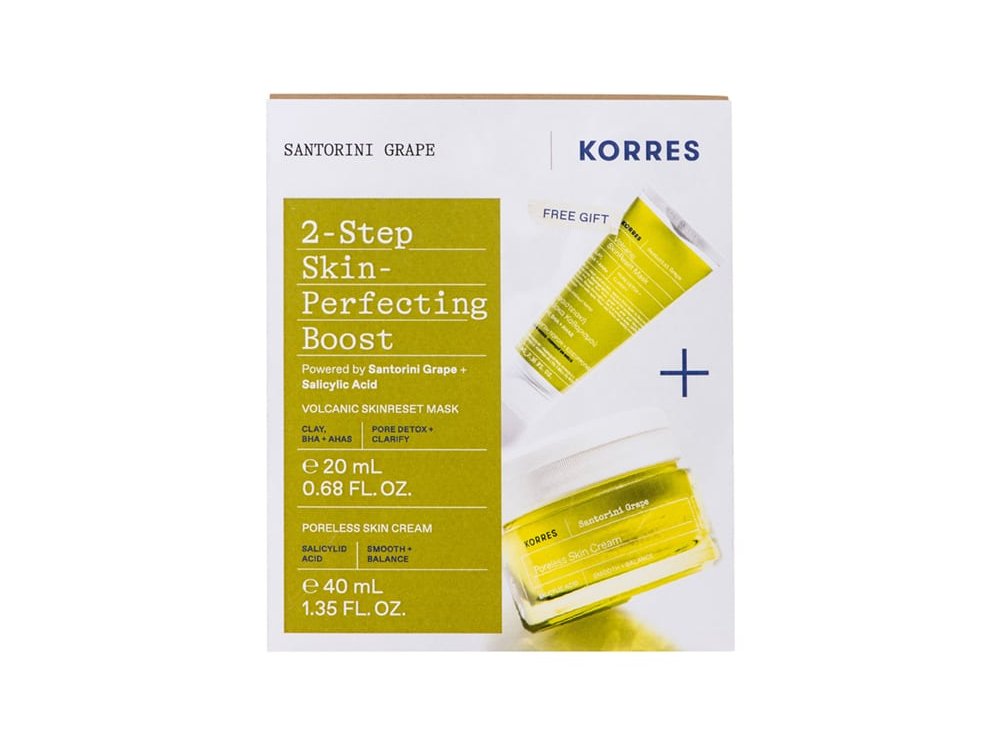 Korres Santorini Grape 2-Step Skin-Perfecting Boost Promo με Poreless Skin Cream Ενυδατική Κρέμα-Gel Ελαφριάς Υφής για Σύσφιξη Πόρων, 40ml & Δώρο Volcanic Skinreset Mask Ηφαιστειακή Μάσκα Καθαρισμού, 20ml, 1σετ