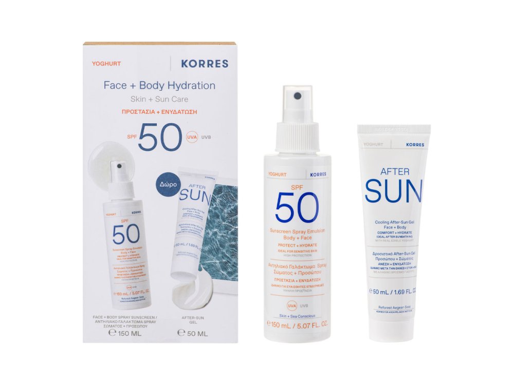 Korres Promo Αντηλιακό Γαλάκτωμα Spray Σώματος+Προσώπου SPF50 150ml & ΔΩΡΟ After-Sun Gel 50ml