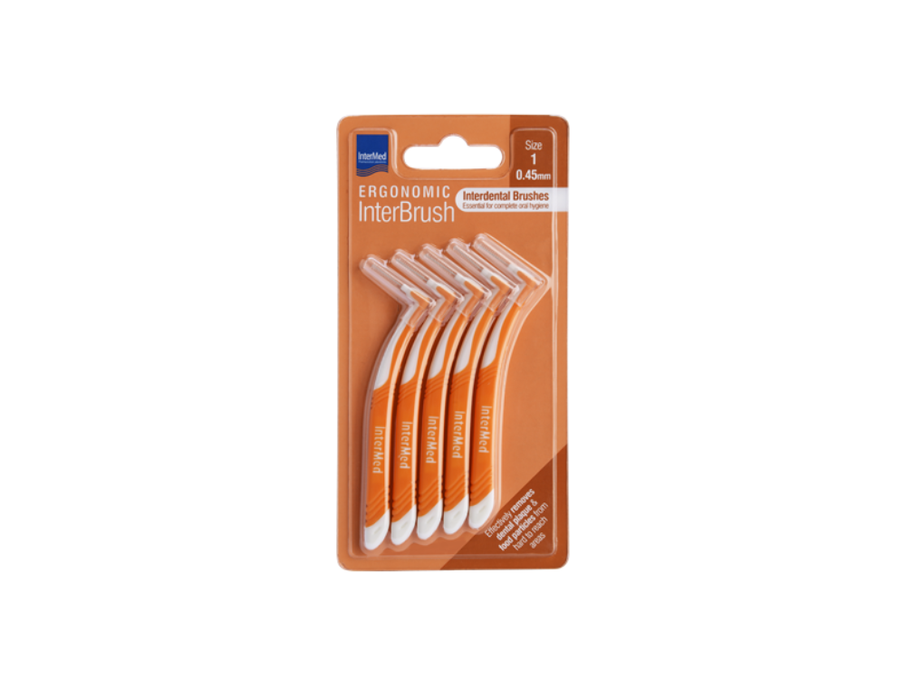 Intermed Ergonomic Interbrush Μεσοδόντια Βουρτσάκια Πορτοκαλί Size 1 - 0.45mm, 5τμχ