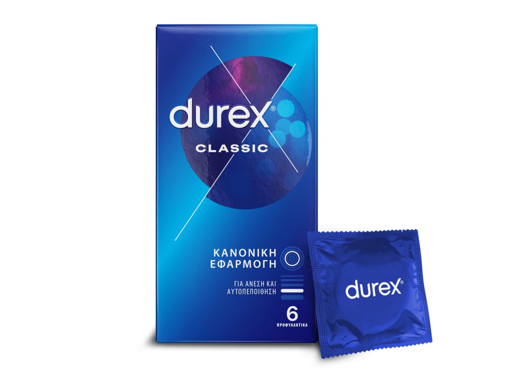 Durex Classic, Προφυλακτικά Ευκολοφόρετα με Ήπια Λίπανση, 6τμχ