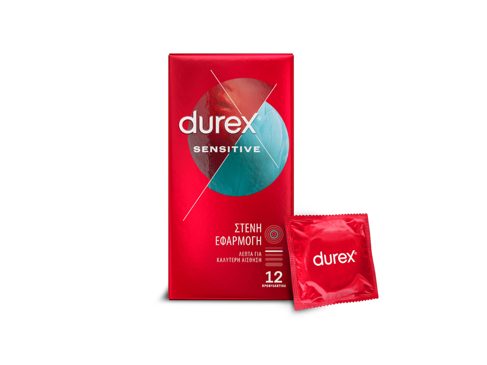 Durex Προφυλακτικά Λεπτά Sensitive με Στενή Εφαρμογή, 12τμχ