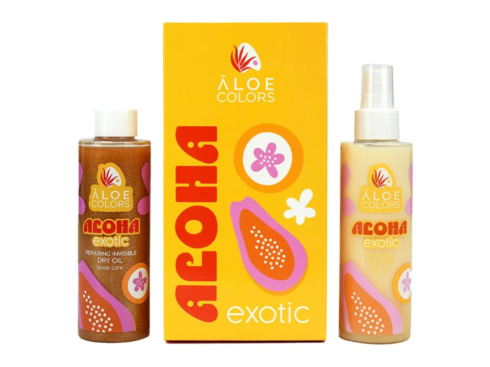 Aloe+Colors Aloha Exotic Set με Invisible Oil Mist Ενυδατικό Σπρέι Σώματος, 150ml & Repairing Invisible Dry Oil Ενυδατικό Έλαιο για Σώμα & Μαλλιά, 150ml, 1σετ