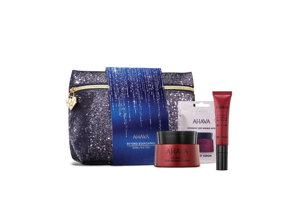 Ahava Apple-y-Ever After X-Mas Pack Advanced Deep Wrinkle Cream Ενυδατική Κρέμα Προσώπου, 50ml, Advanced Smoothing Eye Cream Κρέμα Ματιών κατά των Ρυτίδων, 15ml, Advanced Deep Wrinkle Mask Μάσκα Αντιγήρανσης, 8ml & Νεσεσέρ, 1σετ