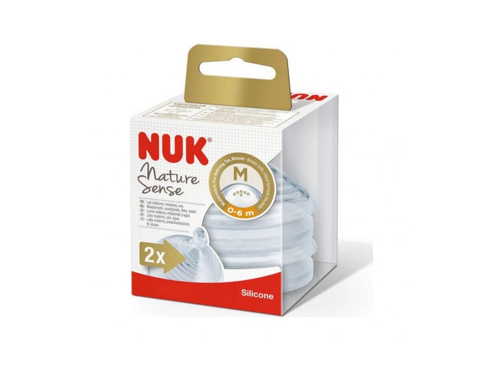 Nuk Nature Sense, Θηλή Σιλικόνης, Medium 0-6m, 2τμχ