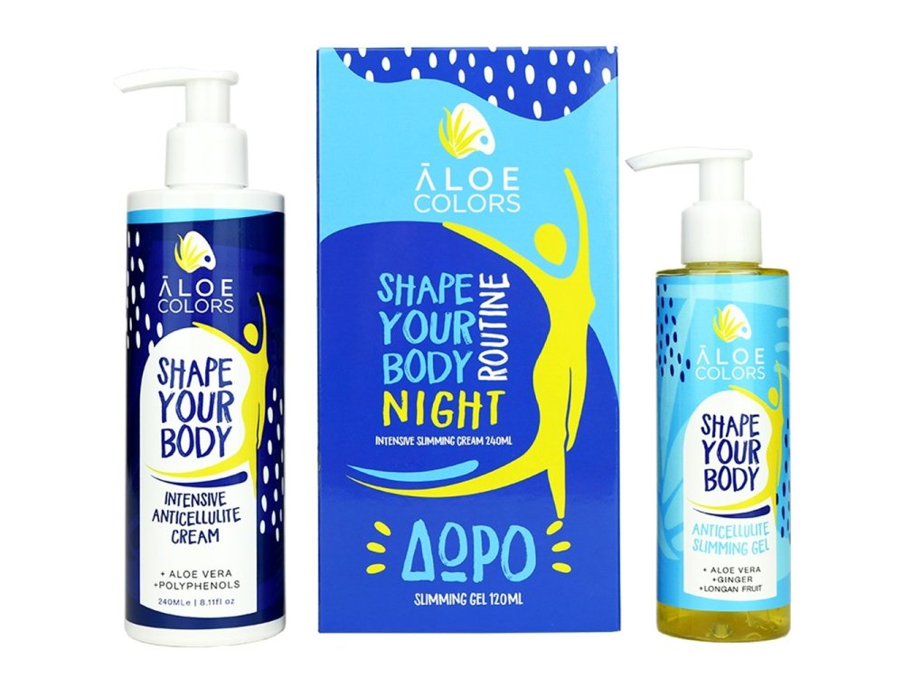 Aloe+Colors Promo Shape Your Body Night Routine, Βραδινή Ρουτίνα Κατά της Κυτταρίτιδας & του Τοπικού Πάχους, Intensive Anticellulite Slimming Cream, 240ml & Δώρο Anticellulite Slimming Gel, 120ml