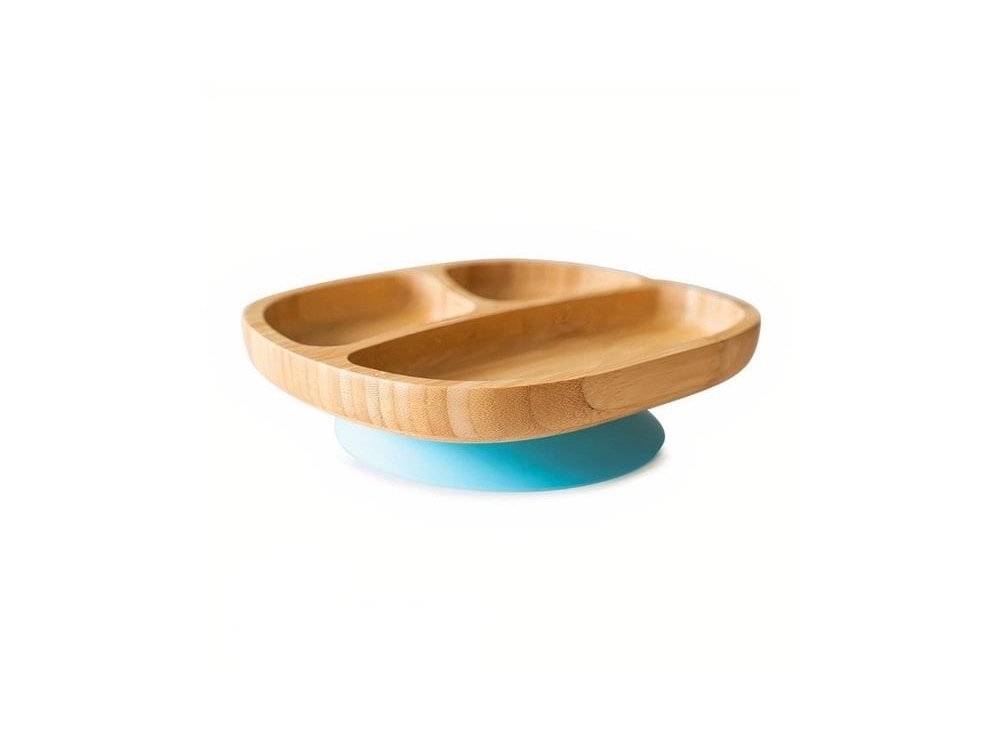 Eco Rascals Bamboo Toddler Plate Blue, Πιάτο Bamboo με 3 Χωρίσματα, 1τμχ