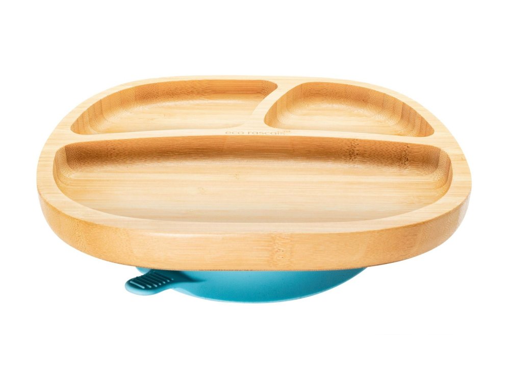 Eco Rascals Bamboo Toddler Plate Blue, Πιάτο Bamboo με 3 Χωρίσματα, 1τμχ