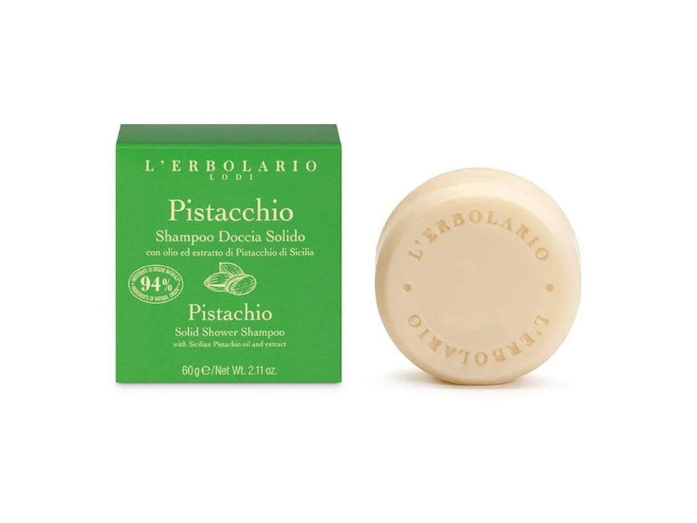 L'erbolario Solid Shower Shampoo Pistacchio, Σαμπουάν για Μαλλιά & Σώμα σε μορφή Πλάκα σαπουνιού, 60gr