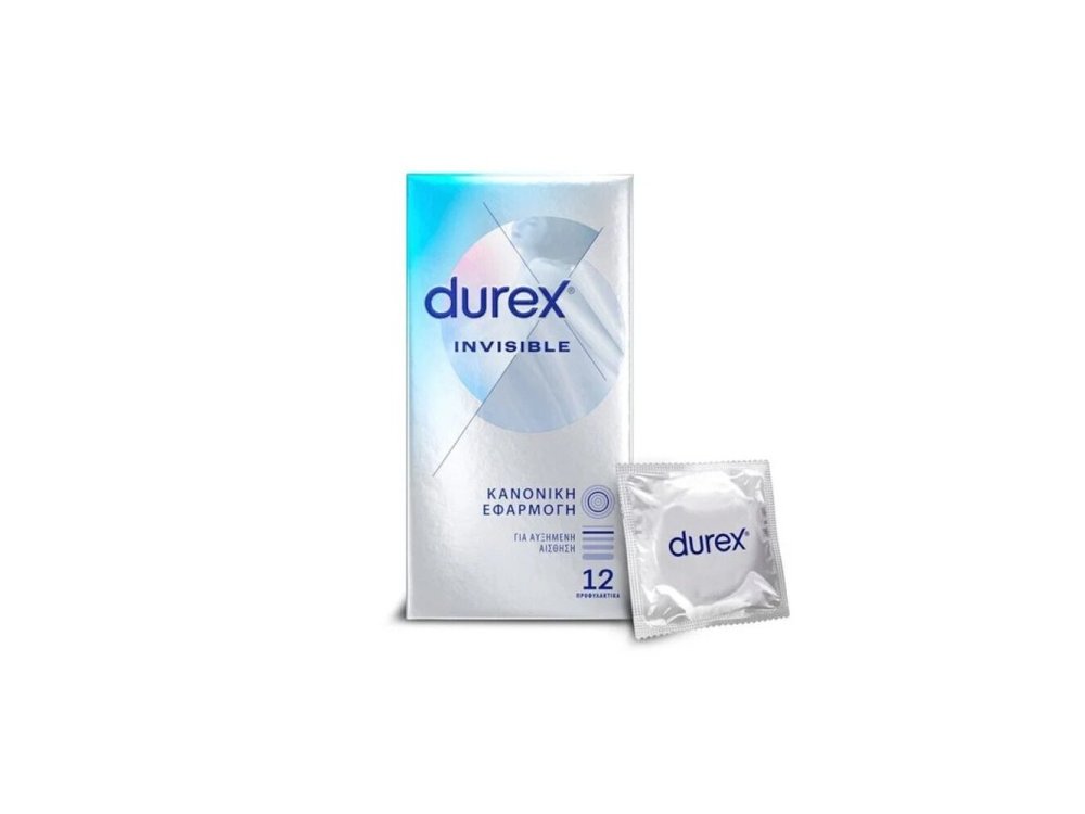 Durex Invisible Extra, Λεπτά Extra Ευαίσθητα Προφυλακτικά, 12τμχ