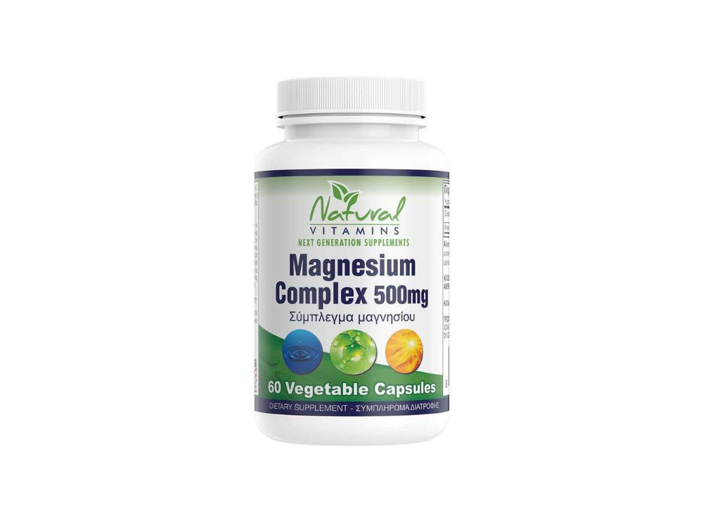 Natural Vitamins Magnesium, Μαγνήσιο συμπλήρωμα διατροφής 500mg, 60 Κάψουλες