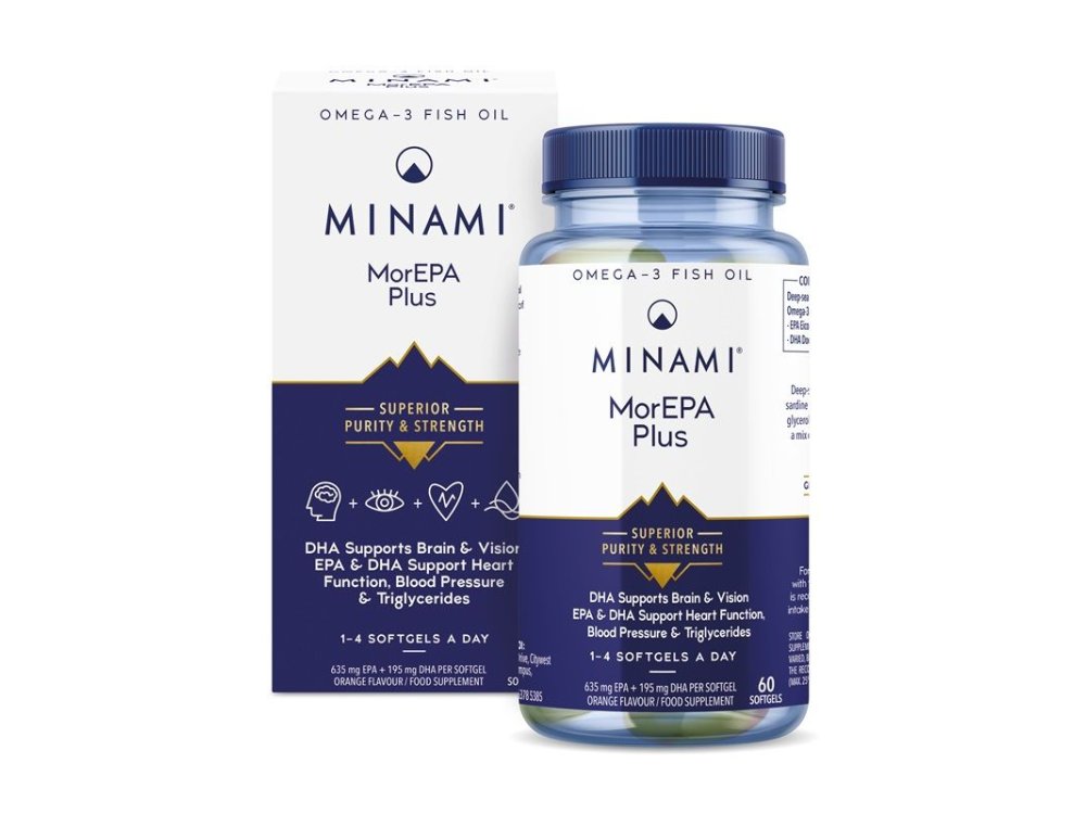 Minami MorEPA Plus Omega 3 Fish Oil, Ιχθυέλαιο με ΕPA και DHA υψηλής καθαρότητας και συγκέντρωσης, 60 softgels