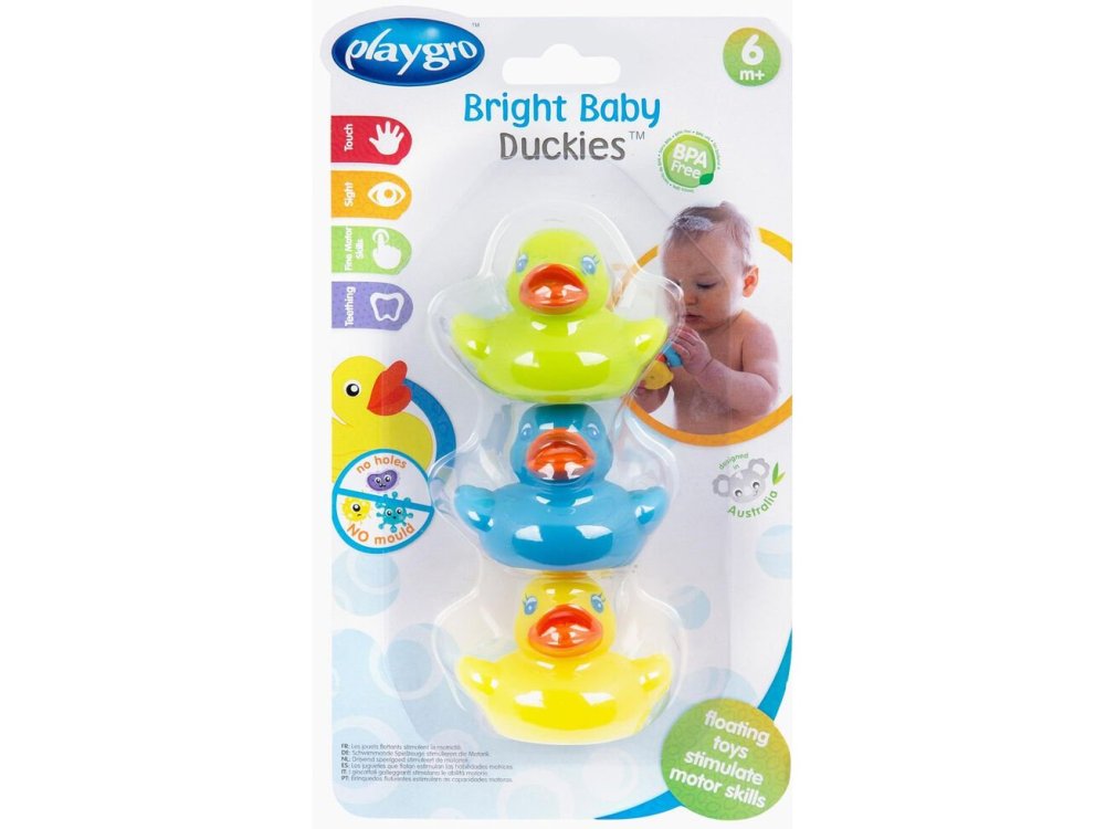 PlayGro Bright Baby Duckies Πολύχρωμα Παπάκια για το Μπάνιο, 3τμχ