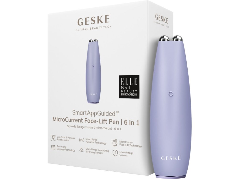 Geske MicroCurrent Face-Lift Pen, Συσκευή Κατά της Γήρανσης της Επιδερμίδας, Purple, 6 In 1