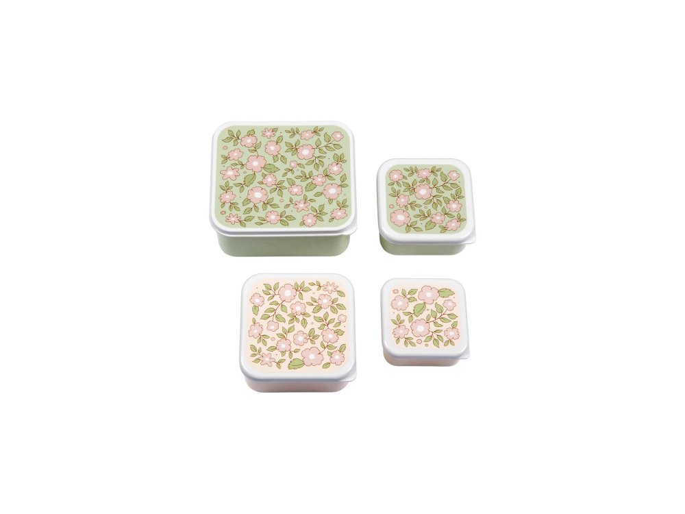 A Little Lovely, δοχεία φαγητού Lunch Box & Snack Box Blossoms, Σετ 4τμχ