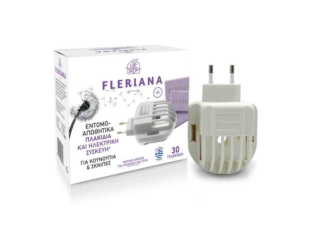 Power Health Fleriana, Εντομοαπωθητικά Πλακίδια & Ηλεκτρική Συσκευή Για Κουνούπια & Σκνίπες, 30 πλακίδια