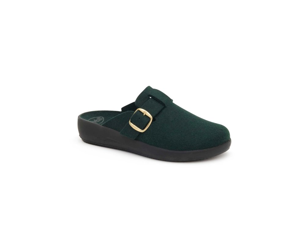 Scholl Nilla Buckle Dark Green Γυναικείες Ανατομικές Παντόφλες, No40