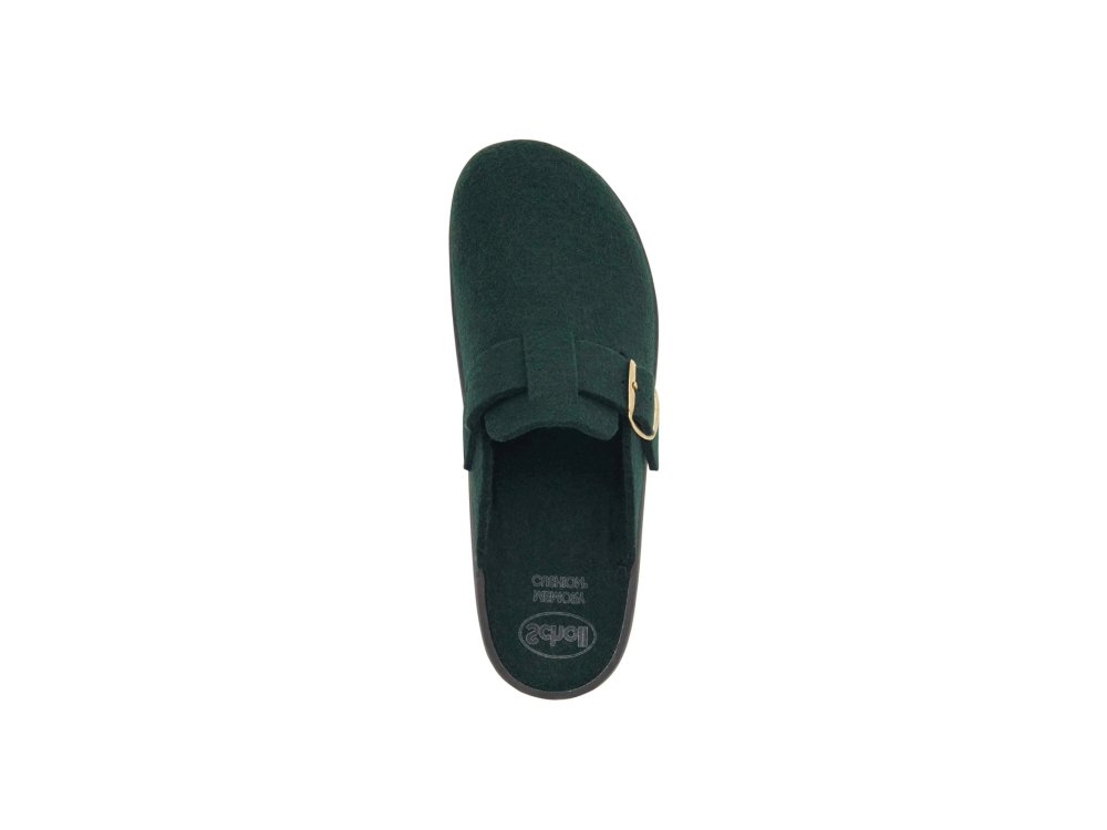 Scholl Nilla Buckle Dark Green Γυναικείες Ανατομικές Παντόφλες, No40