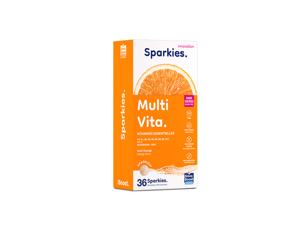 Sparkies Multi Vita, Συμπλήρωμα διατροφής με Βιταμίνες, Μαγνήσιο & Ψευδάργυρο, Γεύση Πορτοκάλι, 36 Effervescent Microbeads