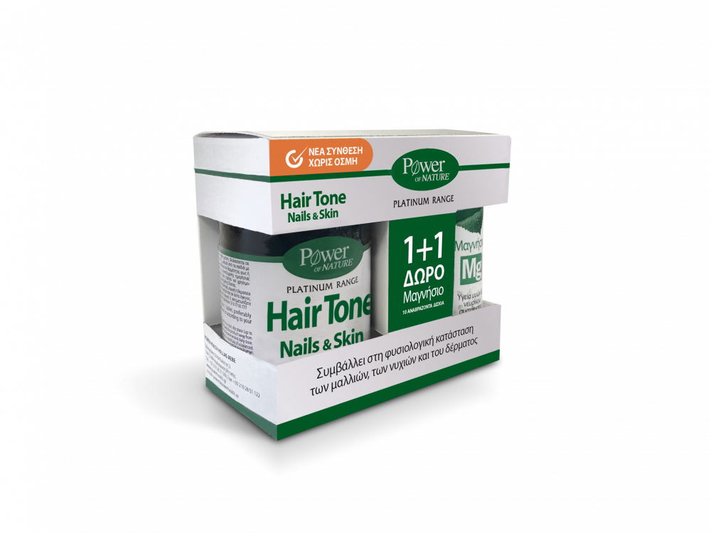 Power Health Platinum Range Hair Tone Nails & Skin, 30caps & ΔΩΡΟ Magnesium 220mg Αναβράζων Μαγνήσιο, 10 eff.tabs