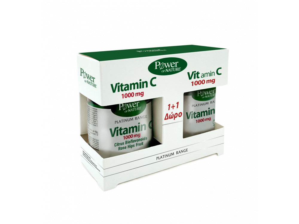 Power Health Platinum Range Vitamin C 1+1 Δώρο Classics Platinum Range με Βιταμίνη C Με Βιοφλαβονοειδή 1000mg, 30caps+20caps