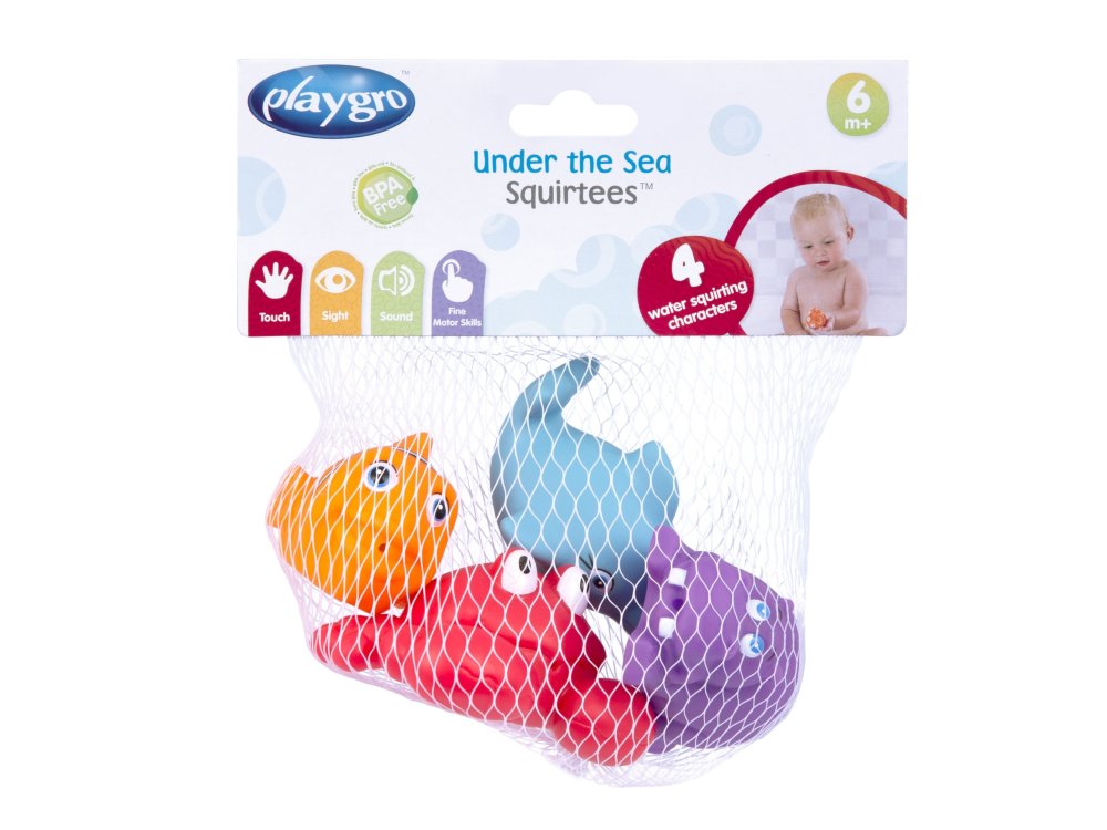 PlayGro Under The Sea Squirtees, Πολύχρωμα Ζωάκια Μπάνιου, 6m+, 4τμχ