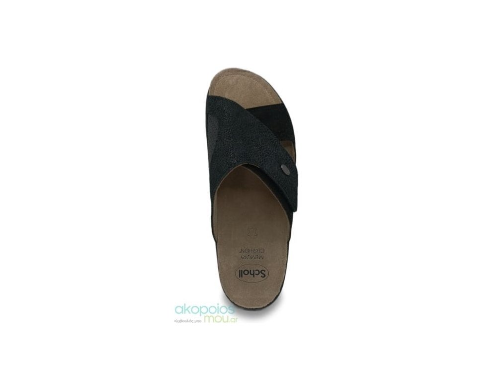 Scholl Antonia Cross Black Δερμάτινα Ανατομικά Σανδάλια, No39