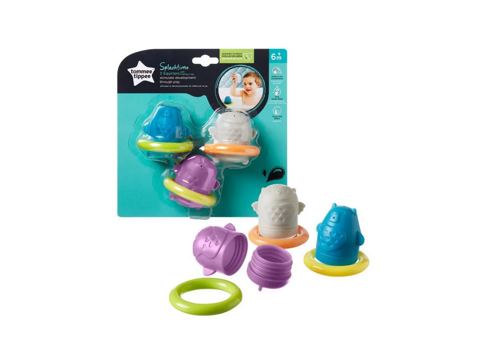 Tommee Tippee Παιχνίδια Μπάνιου που Επιπλέουν Closer To Nature Splashtime Squirtee Bath Floats για Μωράκια από 6m+ Μηνών