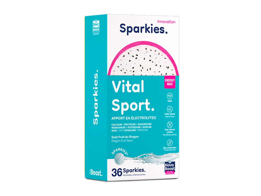 Sparkies Vital Sport, Συμπλήρωμα διατροφής για Ενέργεια & Τόνωση, Γεύση Φρούτο του Δράκου, 36 Effervescent Microbeads