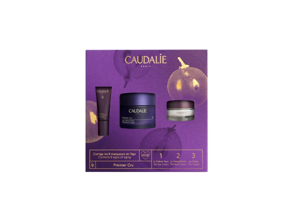 Caudalie Premier Cru Promo με Rich Cream Αντιγηραντική Κρέμα Προσώπου, 50ml, The Cream Κρέμα Προσώπου με Υαλουρονικό, 15ml & The Eye Cream Κρέμα Ματιών, 5ml, 1σετ