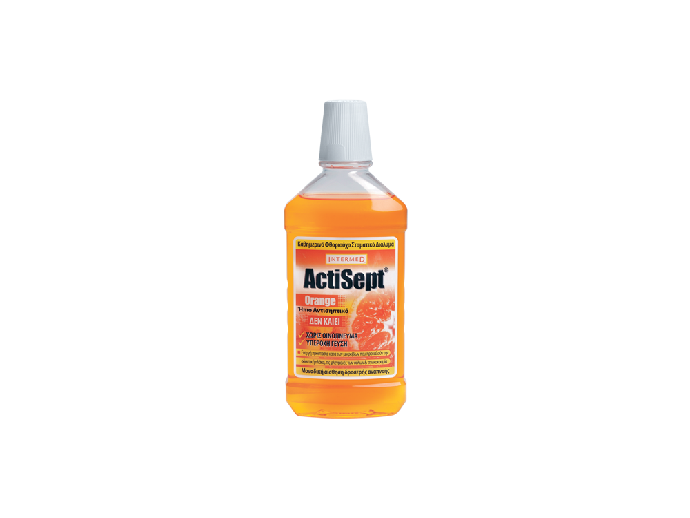 InterMed Αctisept Mouthwash Orange, Στοματικό Διάλυμα για Καθημερινή χρήση με Γεύση Πορτοκάλι, 500ml