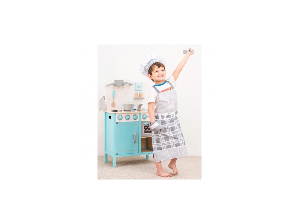 New Classic Toys Bon Appetit Apron White, Σετ Ποδιά-Σκούφος-Γάντια μαγειρικής 36m+, 3pcs