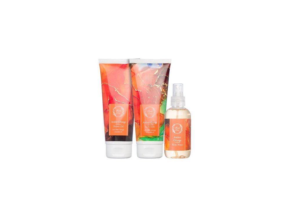 Fresh Line Promo Amber Orange The Gift of Happiness Αφρόλουτρο 200ml - Γαλάκτωμα Σώματος 200ml & Αρωματικό Νερό Σώματος 150ml, Σετ 3τμχ