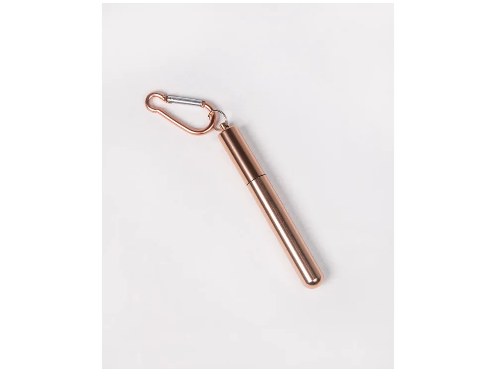 Boobam Straw Pocket, Πτυσσόμενο Καλαμάκι, Rose Gold, 1τμχ