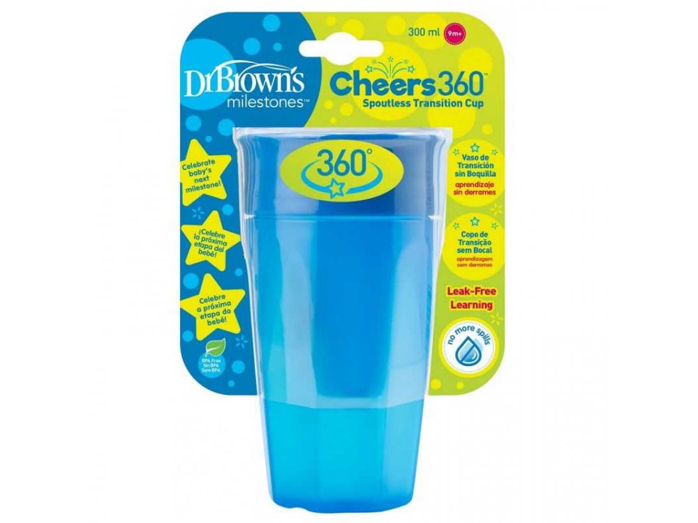 Dr. Brown's Κύπελλο Cheers 360°, Αγόρι-Μπλέ, 300ml