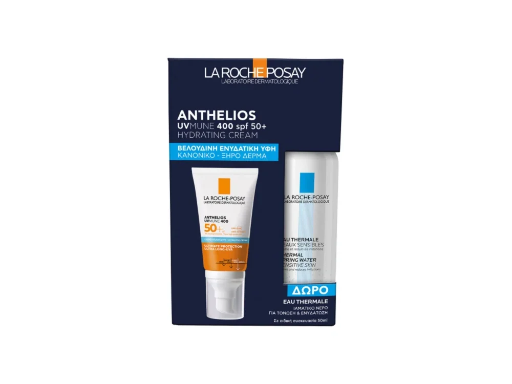 La Roche Posay Promo Anthelios UVMune 400 Hydrating Cream Αντηλιακή Ενυδατική κρέμα προσώπου SPF50+, 50ml & Eau Thermal Ιαματικό Νερό, 50ml