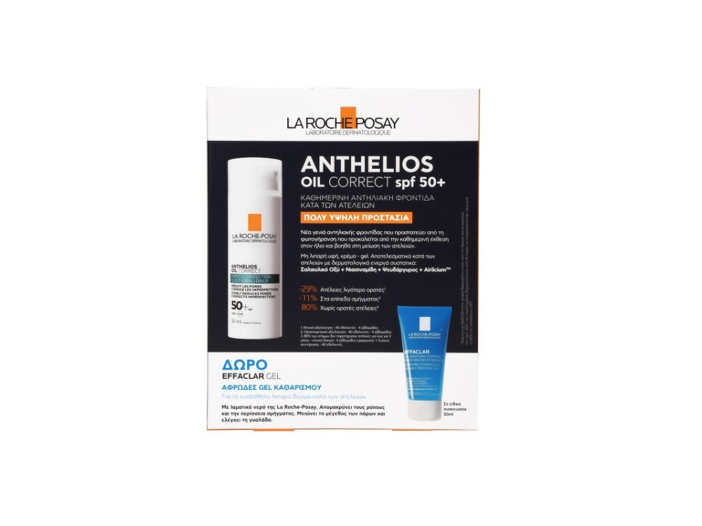 La Roche Posay Promo Anthelios Oil Correct Αντηλιακό Προσώπου Κατά Των Ατελειών SPF50, 50ml & ΔΩΡΟ Effaclar Gel, 50ml