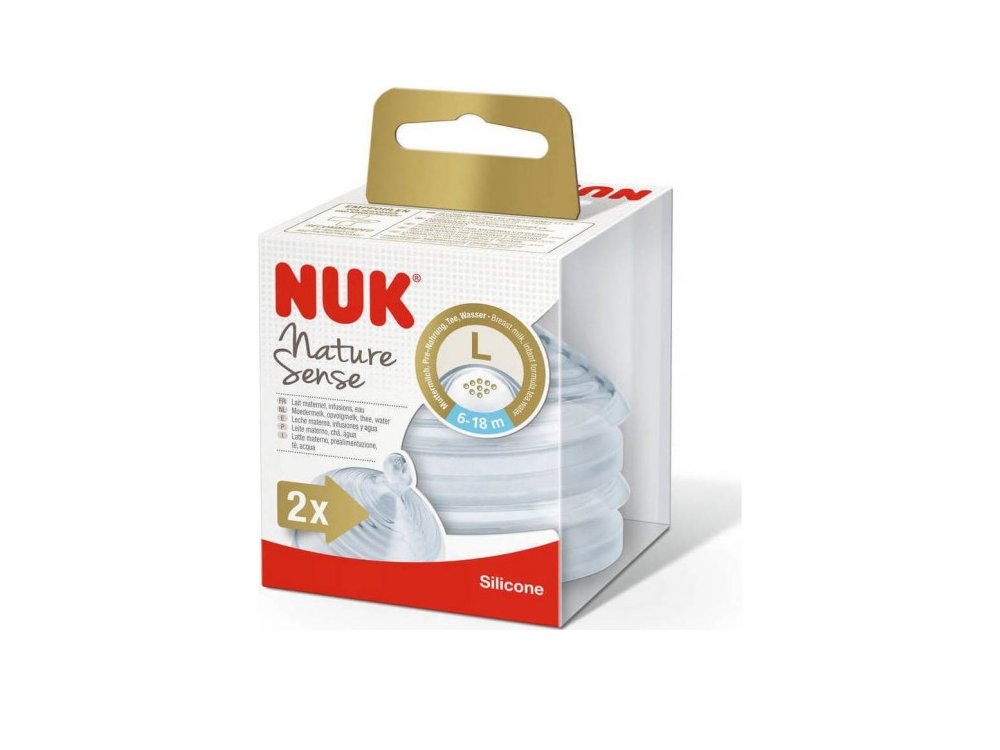 Nuk Nature Sense, Θηλή Σιλικόνης, Large 6-18m, 2τμχ